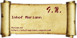 Inhof Mariann névjegykártya