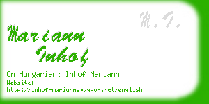 mariann inhof business card